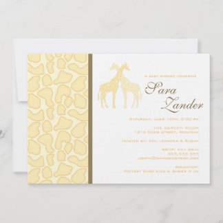 Invitation au Baby shower des Giraffes jumelles