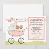 Invitation au Baby shower des jumeaux afro-américa (Devant / Derrière)