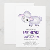 Invitation au Baby shower des moutons de Little La (Devant / Derrière)
