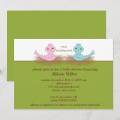 Invitation au Baby shower des oiseaux de bébés TWI (Devant / Derrière)