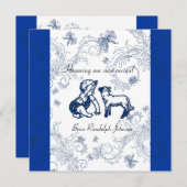 Invitation au Baby shower des papillons bleus (Devant / Derrière)