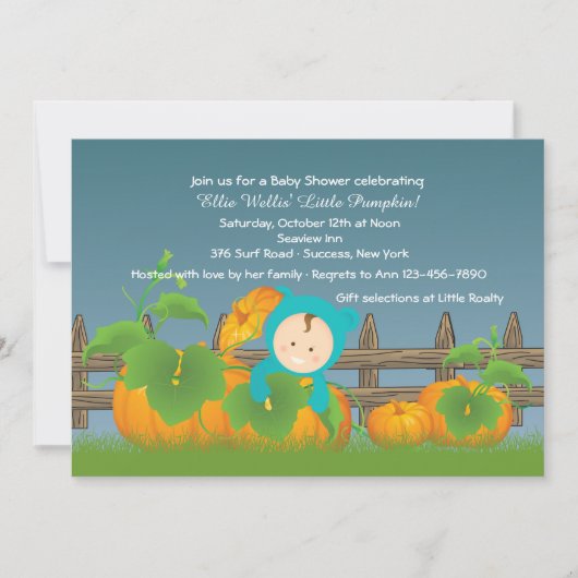 Invitation au Baby shower des petits Citrouilles (Devant)