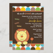 Invitation au Baby shower des points de lion rugis (Devant / Derrière)