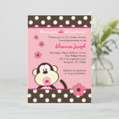 Invitation au Baby shower des points de singe mign (Debout devant)