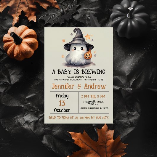 Invitation au Baby shower d'Halloween neutre