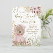 Invitation au Baby shower d'herbe Girl Pampas (Debout devant)