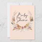 Invitation au Baby shower d'herbe Pampas Boho Rose (Dos)