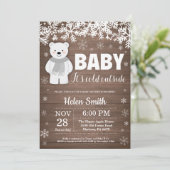 Invitation au Baby shower d'hiver de l'ours polair (Debout devant)