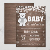 Invitation au Baby shower d'hiver de l'ours polair (Devant / Derrière)