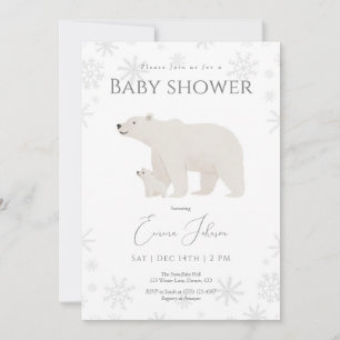 Invitation au Baby shower d'hiver de l'ours polair
