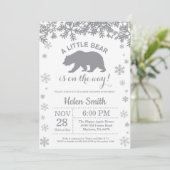 Invitation au Baby shower d'hiver de l'ours polair (Debout devant)