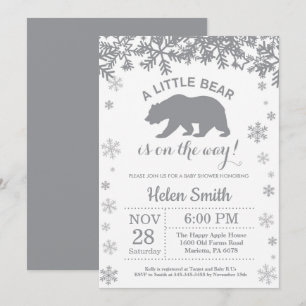 Invitation au Baby shower d'hiver de l'ours polair