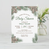 Invitation au Baby shower d'hiver de Pinecones (Debout devant)