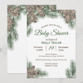 Invitation au Baby shower d'hiver de Pinecones (Devant / Derrière)