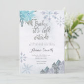Invitation au Baby shower d'hiver de Snowflakes (Debout devant)