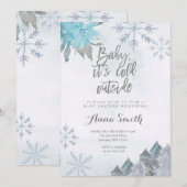 Invitation au Baby shower d'hiver de Snowflakes (Devant / Derrière)