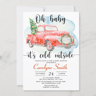 Invitation au Baby shower d'hiver du Camion rouge