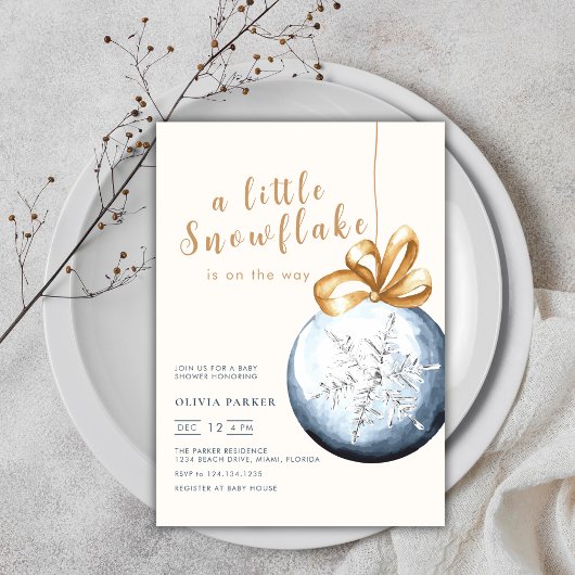 Invitation au Baby shower d'hiver d'un petit floco