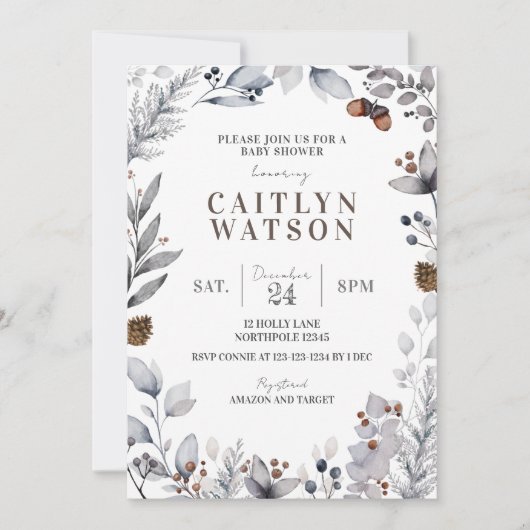 Invitation au Baby shower d'hiver, neutre pour les (Devant)