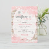 invitation au baby shower d'hiver rose et argent (Debout devant)