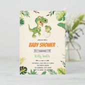 Invitation au baby shower d'oeufs de dinosaur (Debout devant)
