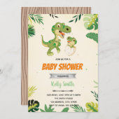 Invitation au baby shower d'oeufs de dinosaur (Devant / Derrière)