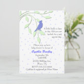 Invitation au Baby shower d'oiseaux bleus (Debout devant)