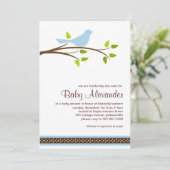Invitation au Baby shower d'oiseaux de Little Blue (Debout devant)