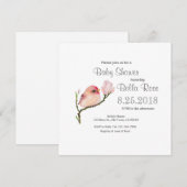 Invitation au Baby shower d'oiseaux de sépoll blan (Devant / Derrière)