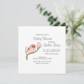 Invitation au Baby shower d'oiseaux de sépoll blan (Debout devant)