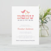 Invitation au Baby shower d'oiseaux - rose (Debout devant)