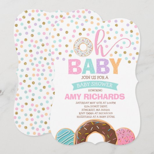 Invitation au Baby shower Donut Ne Sprinkle Douche (Devant / Derrière)