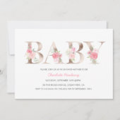 Invitation au Baby shower d'or Rose (Devant)
