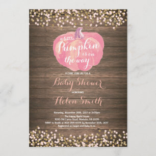 Invitation au Baby shower d'or rose Citrouille rus