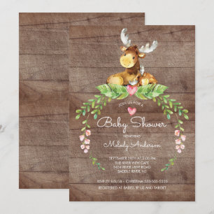 Invitation au Baby shower d'orignal rustique