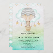 Invitation au Baby shower d'ours à ballon à air ch (Devant / Derrière)