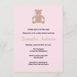 Invitation au Baby shower d'ours chic Teddy - Girl