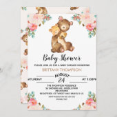 Invitation au Baby shower d'ours d'aquarelle (Devant / Derrière)