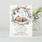 Invitation au Baby shower d'ours minimal des bois (Debout devant)