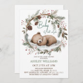 Invitation au Baby shower d'ours minimal des bois (Devant / Derrière)