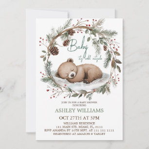 Invitation au Baby shower d'ours minimal des bois