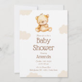 Invitation au Baby shower d'ours neutre (Devant)