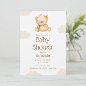Invitation au Baby shower d'ours neutre (Debout devant)