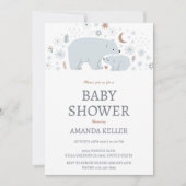Invitation au Baby shower d'ours polaire d'hiver (Devant)
