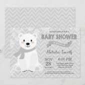 Invitation au Baby shower d'ours polaire gris d'hi (Devant / Derrière)