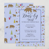Invitation au Baby shower d'ours pour bébés garçon (Devant / Derrière)