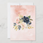 Invitation au Baby shower doux rose et marine (Dos)