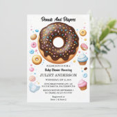Invitation Au Baby shower Dreams Pink Blue Donuts Et Diapers (Debout devant)
