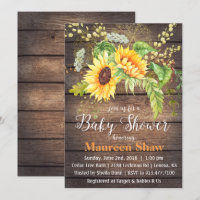 Invitation au Baby shower du bois de tournesol