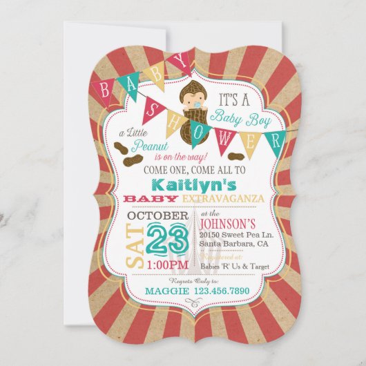 Invitation au Baby shower du Carnaval de Little Pe (Devant)